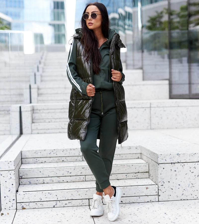 Zelená vesta s odnímateľnou kapucňou Artemia