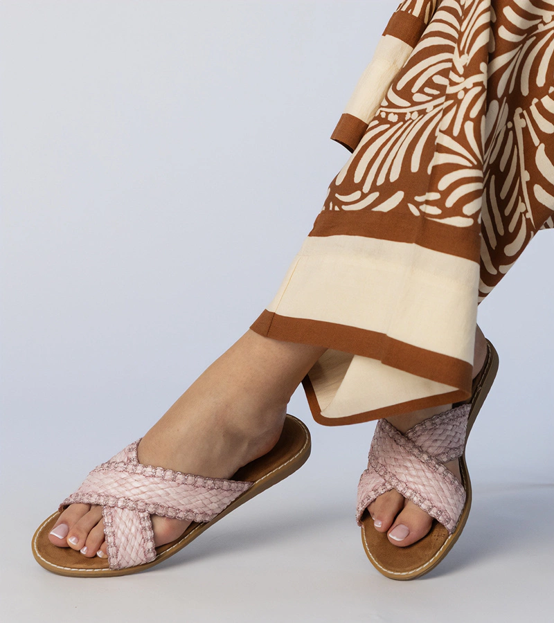 Ružové pletené dámske šľapky Ellinara