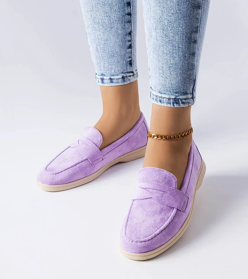 Fialové mokasíny z eko-semišu od spoločnosti Ferragus