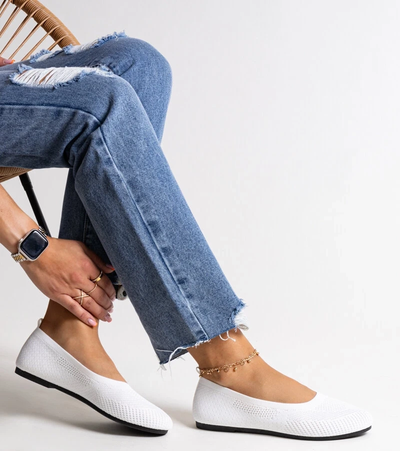 Biela látkové baleríny Yafia