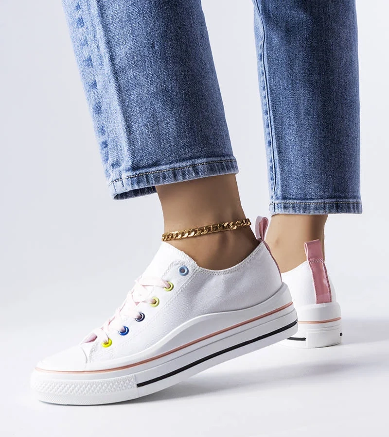 Bielo-ružové tenisky na platforme Bois