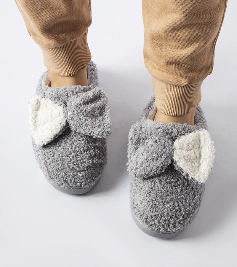 Sivé teplé papuče s mašličkou Delfio
