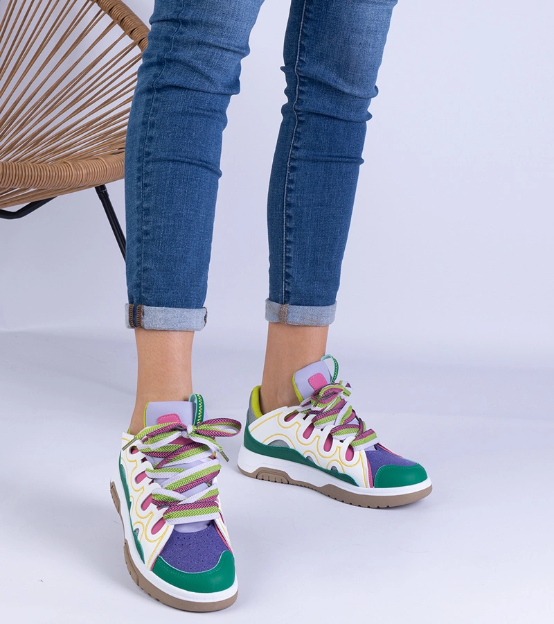 Zelené dámske tenisky s dekoratívnym šnurovaním Grejs