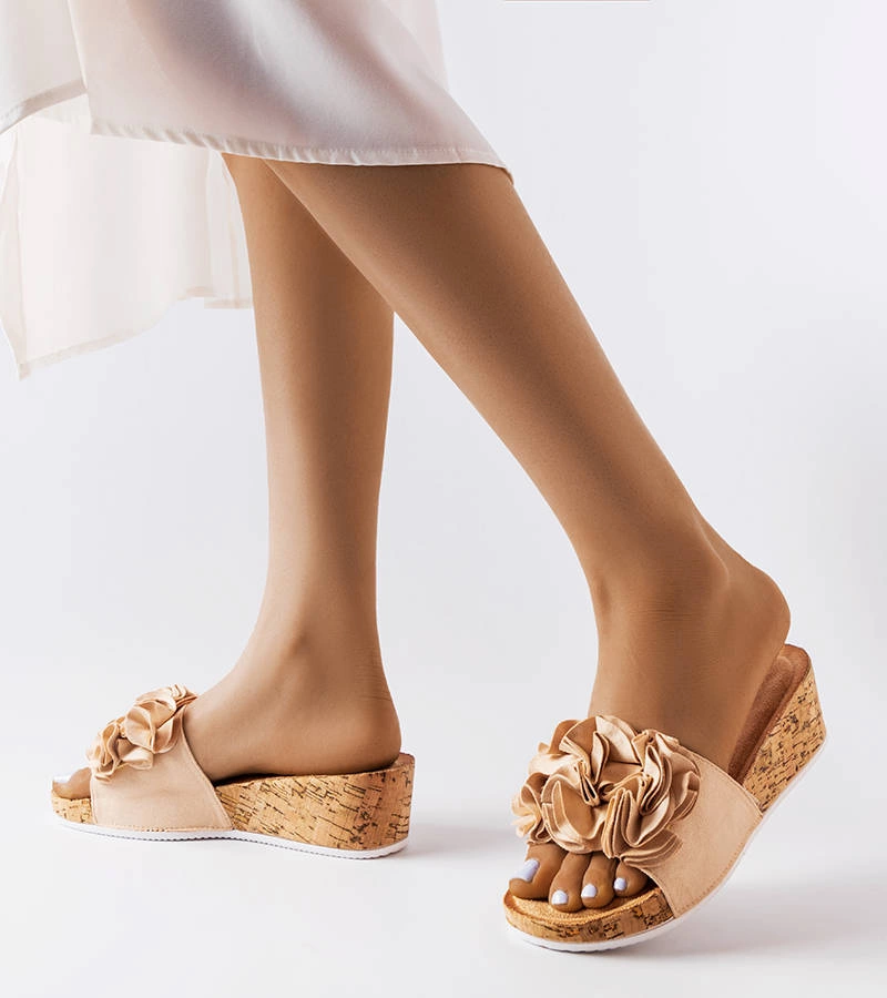 Estella béžové žabky na podpätku