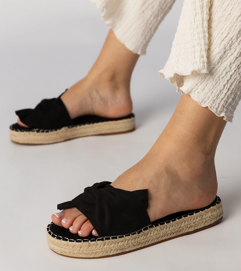 Čierne espadrilky s mašľou Luvis