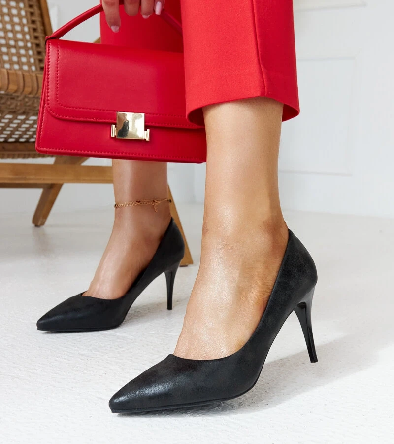 Čierne kovové podpätky s koženou vložkou Soissons