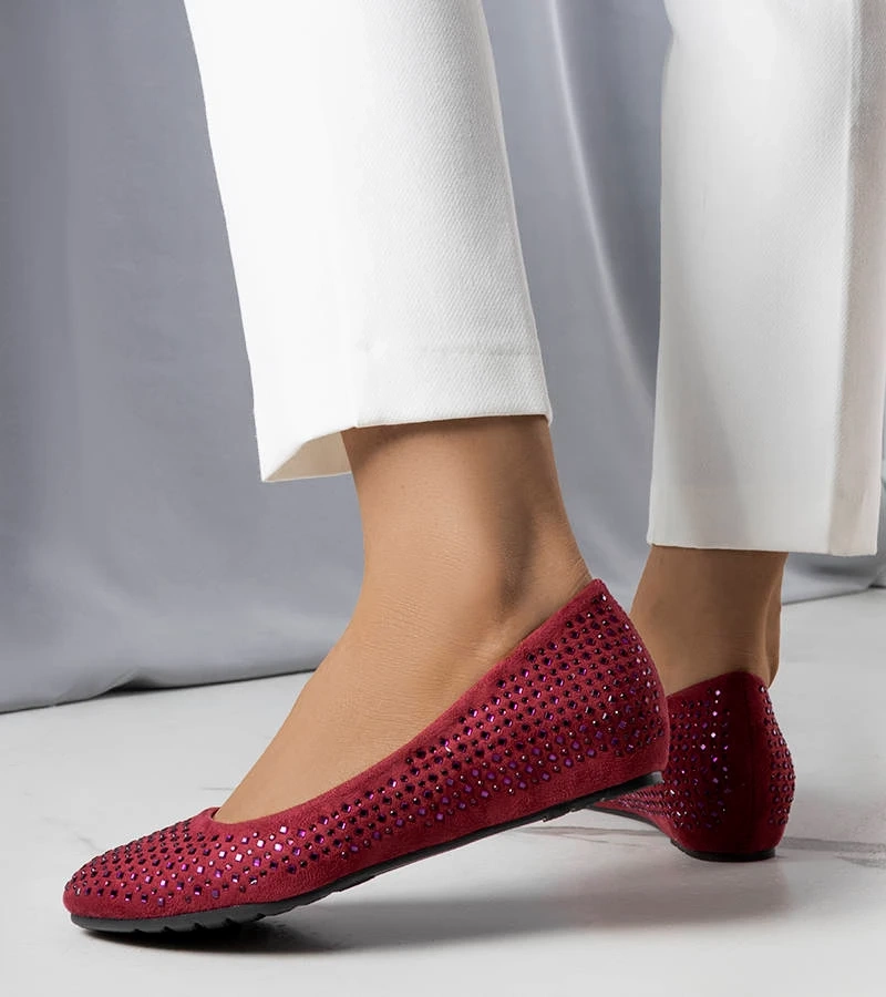 Bordové baleríny s krytými podpätkami Julie