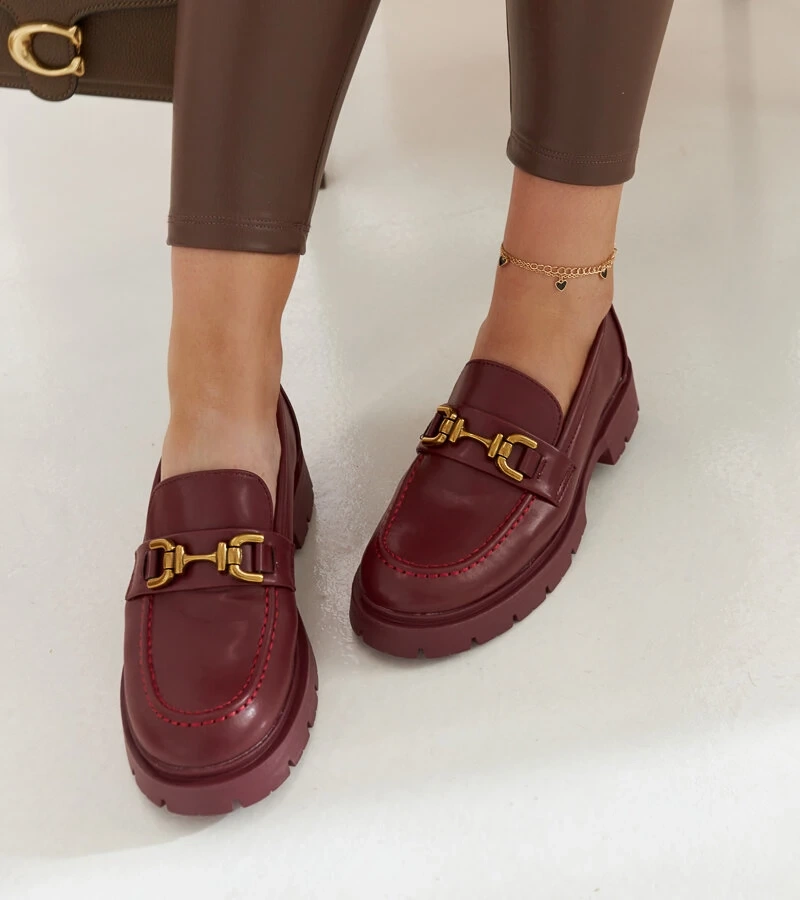 Bordové mokasíny na hrubšej podrážke Charell