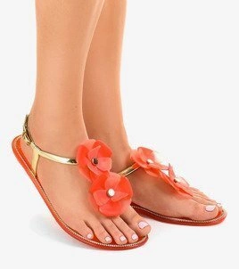 Červené žabky s kvetom KG19P