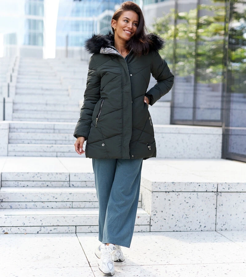 Zelená bunda s odnímateľnou kožušinou Riverton