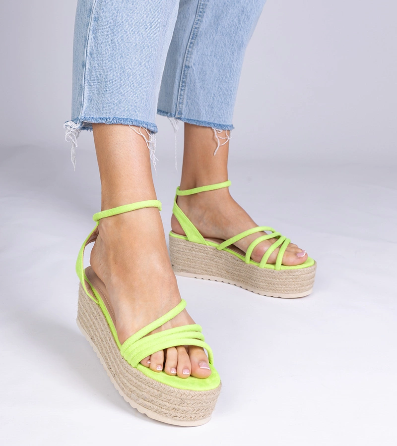 Zelené sandále espadrilky na platforme Panola