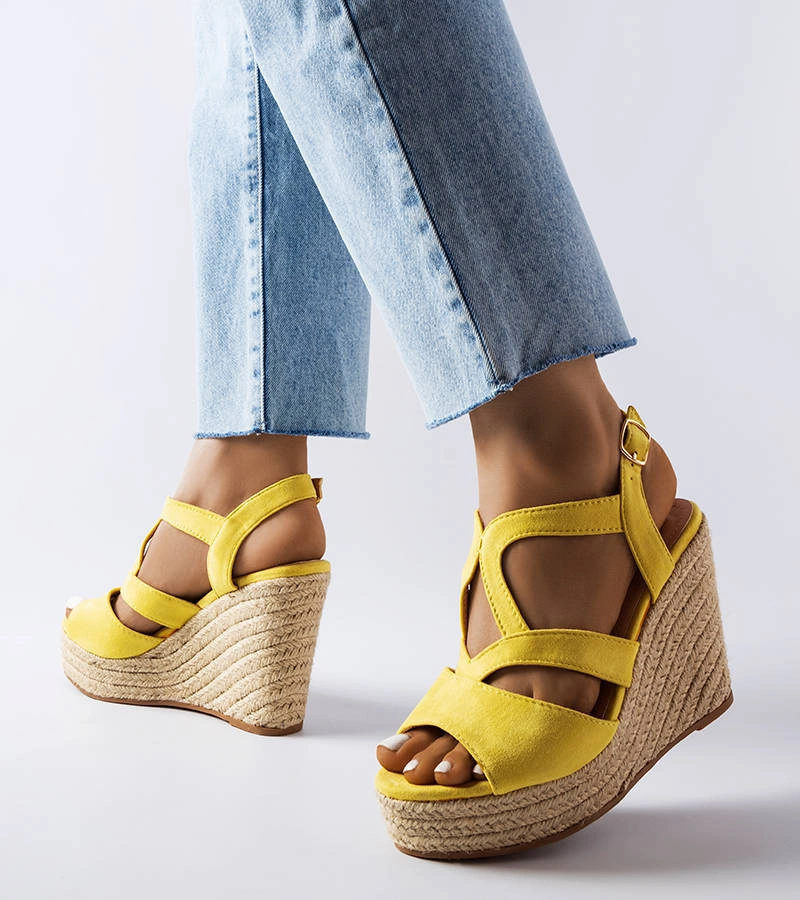 Žlté espadrilky Bois na podpätkoch