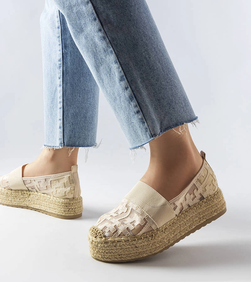 Béžové sieťované espadrilky Bateliers