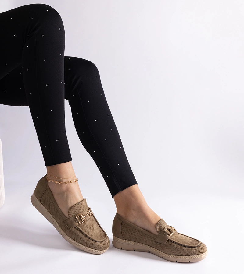 Zelené dámske mokasíny z eko semišu Sandoval