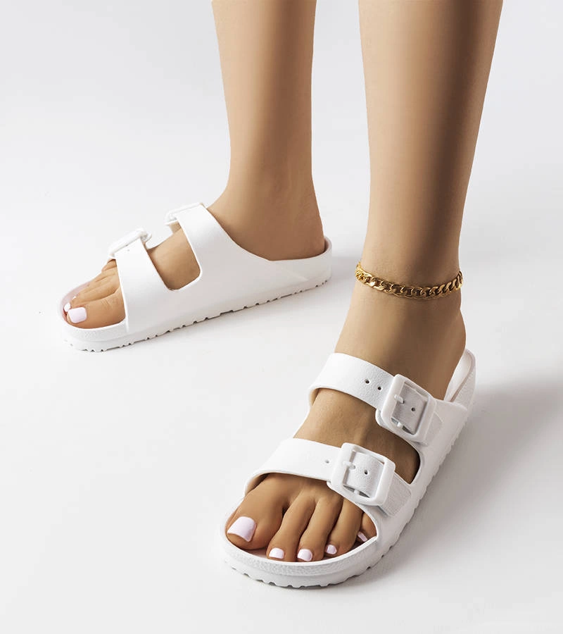 Biele gumené žabky s prackami Eugene