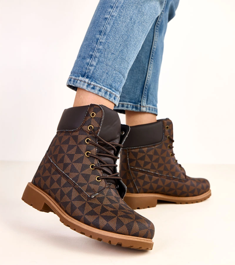 Čierno-hnedé workery s geometrickým vzorom Alicia