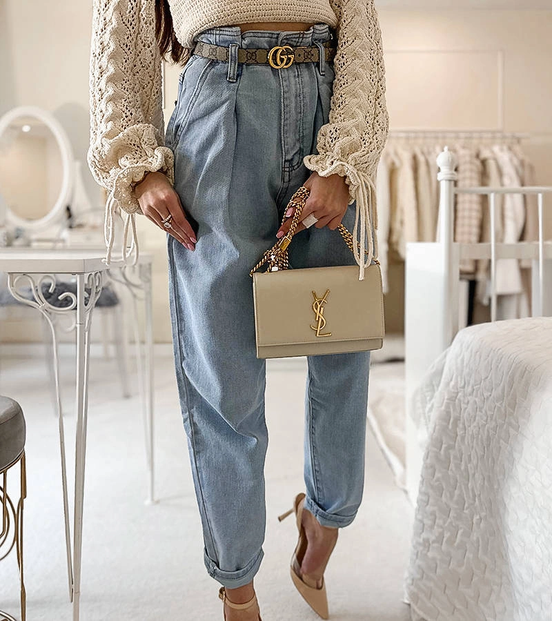 Modré mamine džínsy Onfroi