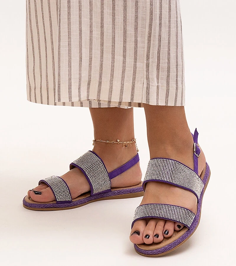 Fialové sandále zdobené zirkónmi Carvalia