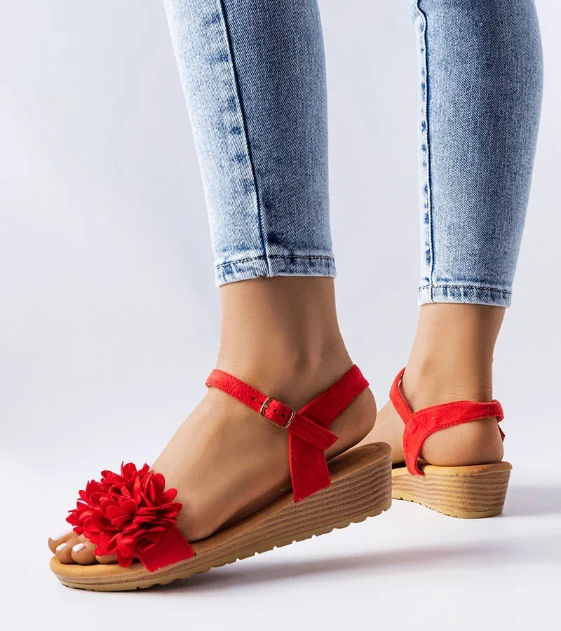 Červené sandále Foucault na nízkom podpätku