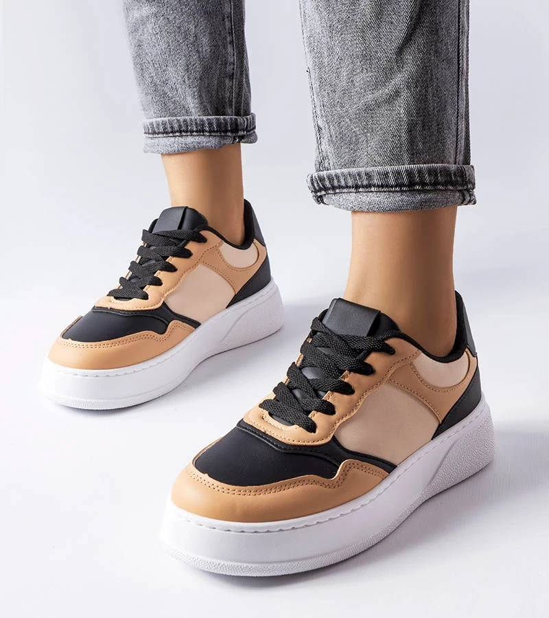 Čierno-béžové topánky na hrubšej podrážke Baron