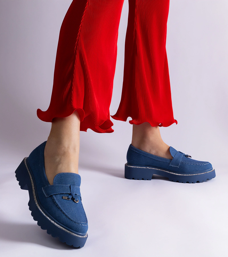 Modré mokasíny zdobené zirkónmi Henley