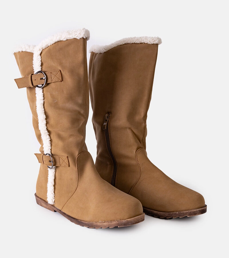 Hnedé čižmy s kožušinou Ganem