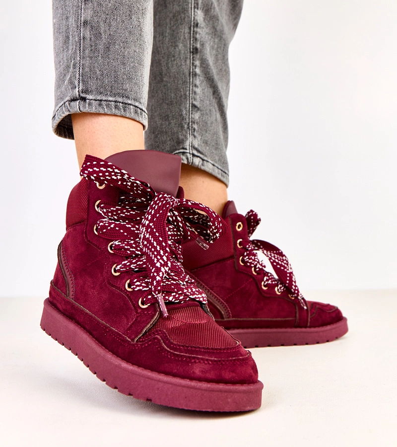 Bordové vysoké tenisky s hrubými šnúrkami Klevis