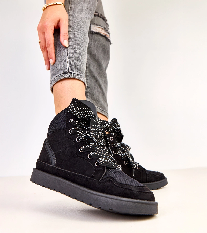 Čierne vysoké tenisky s hrubými šnúrkami Klevis