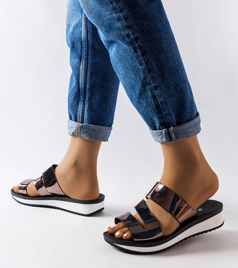 Strieborné lakované žabky Tilde