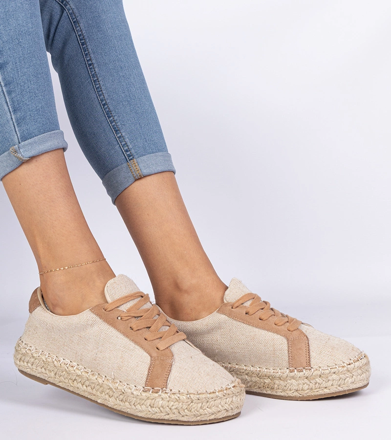 Hnedé dámske šnurovacie espadrilky Malsi