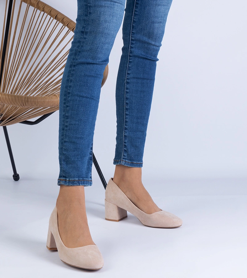 Béžové lodičky z ekosemišu na podpätku Marsol