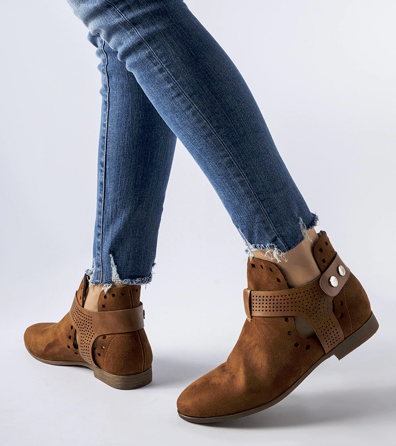 Karamelové vyrezávané čipkované čižmy Lungodora