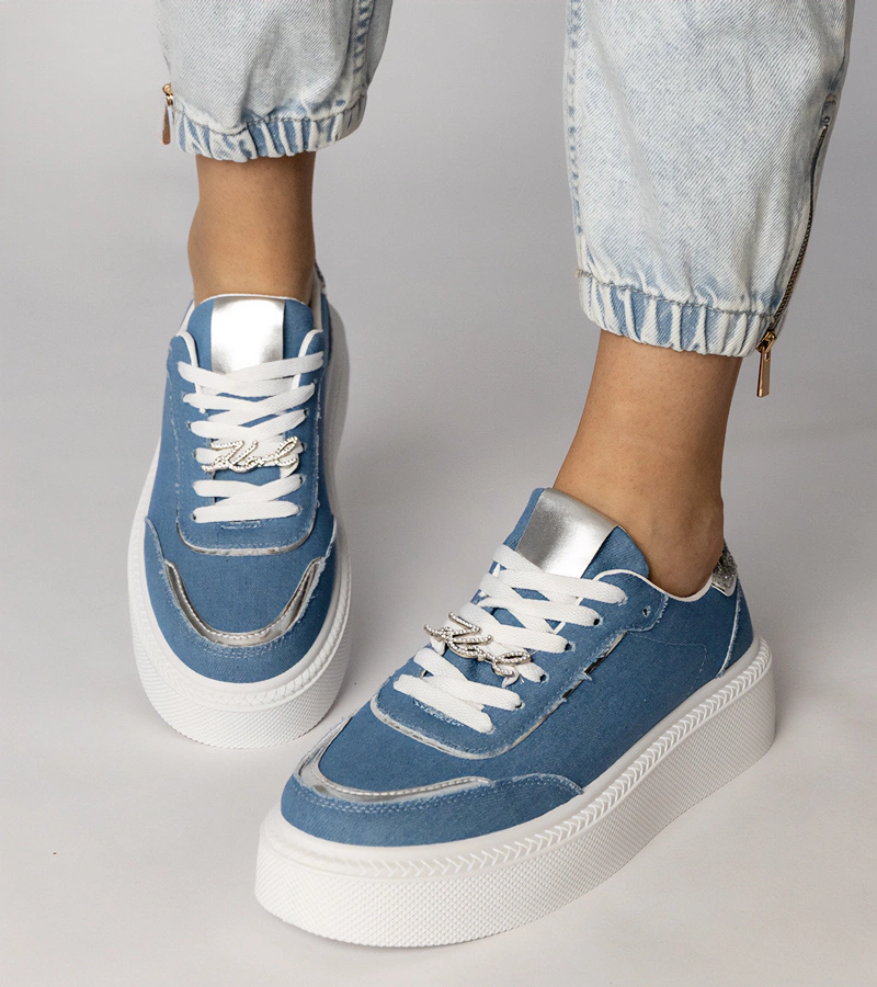 Jeansové tenisky zdobené glitrami a kryštálmi Felura