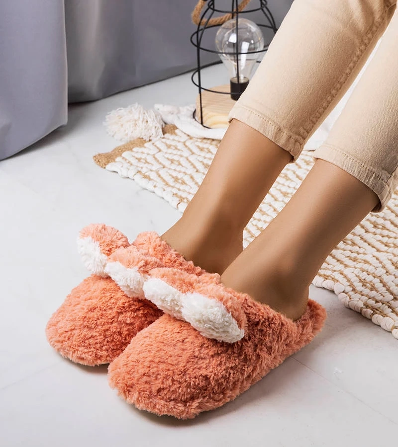 Tmavoružové mäkké papuče Rabit