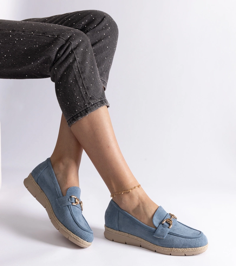 Modré dámske mokasíny z eko semišu Sandoval