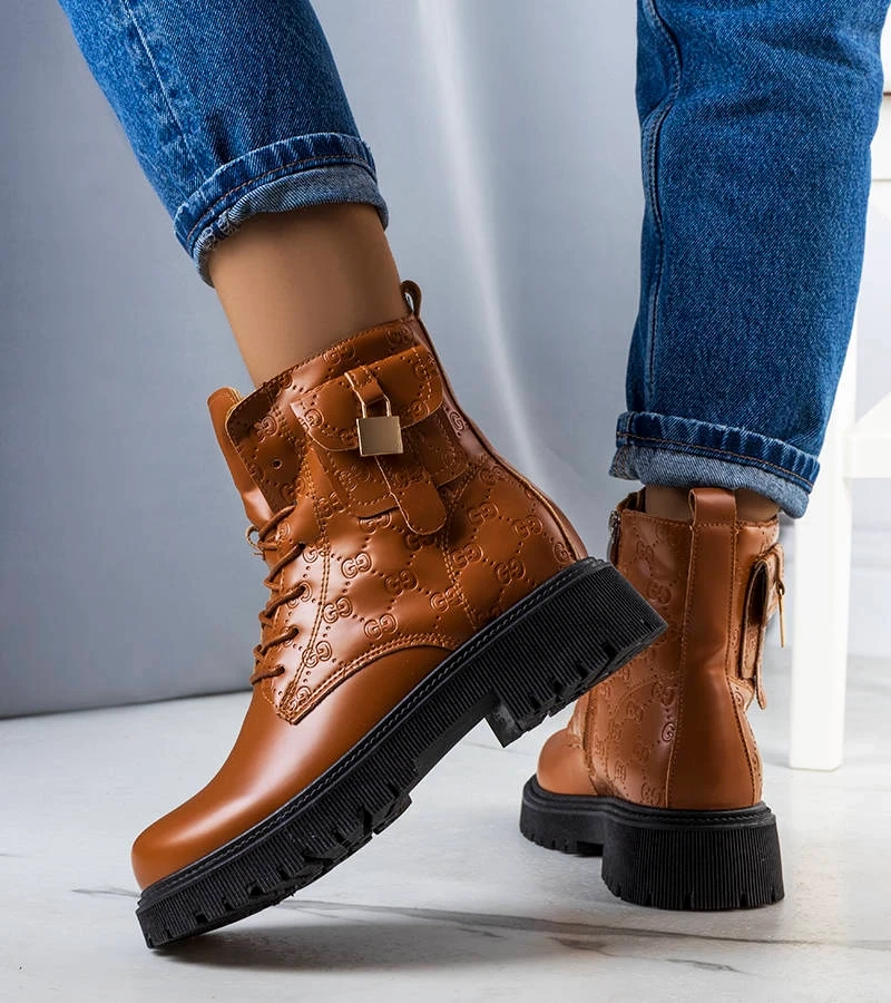 Hnedé zateplené traperské topánky Coal