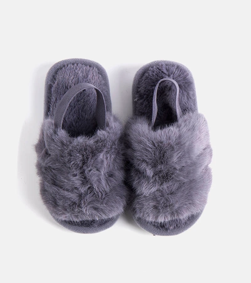 Šedé papuče Leilany s gumovou podrážkou