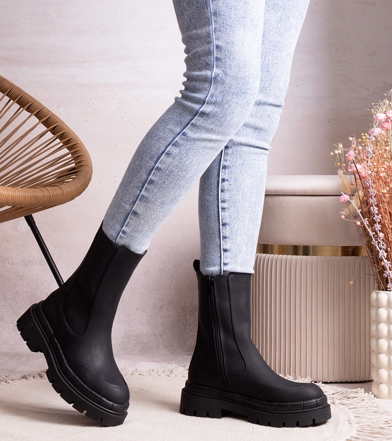 C Black boty na masívnej podrážke Kunegunda.