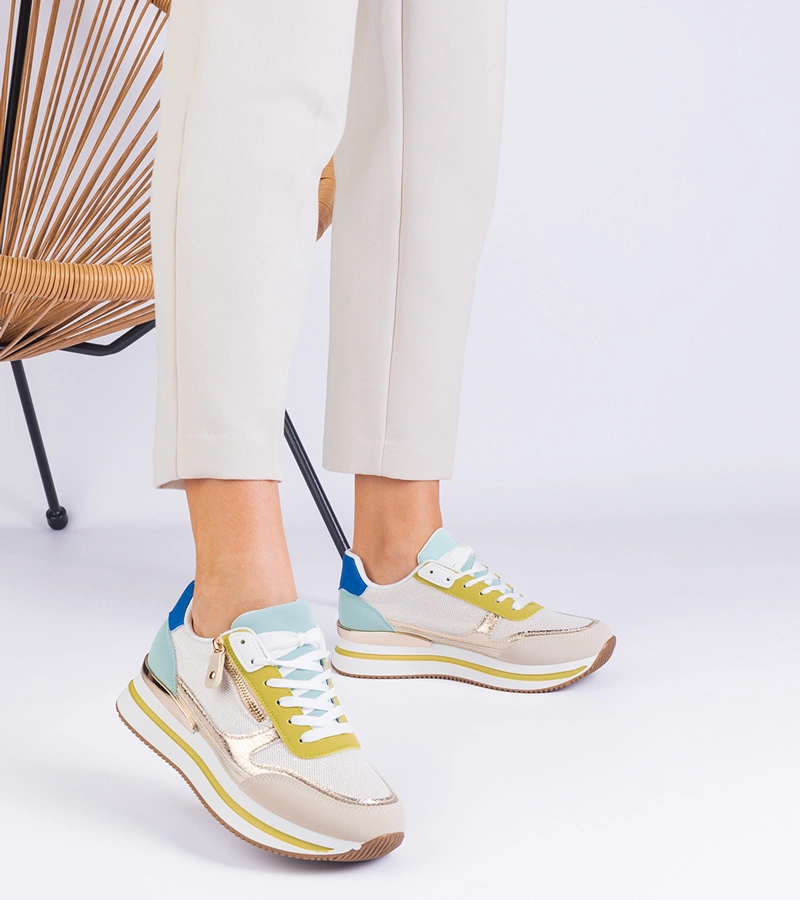 Zelené športové tenisky na platforme so zlatou vsadkou Izolda