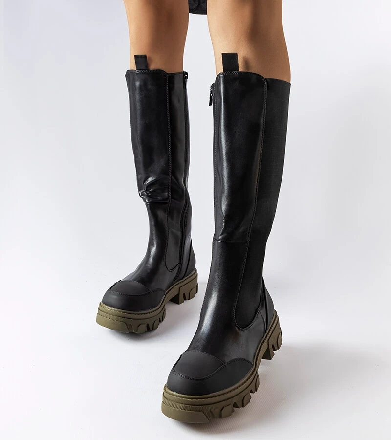 Čierno-zelené vysoké topánky Pasquale