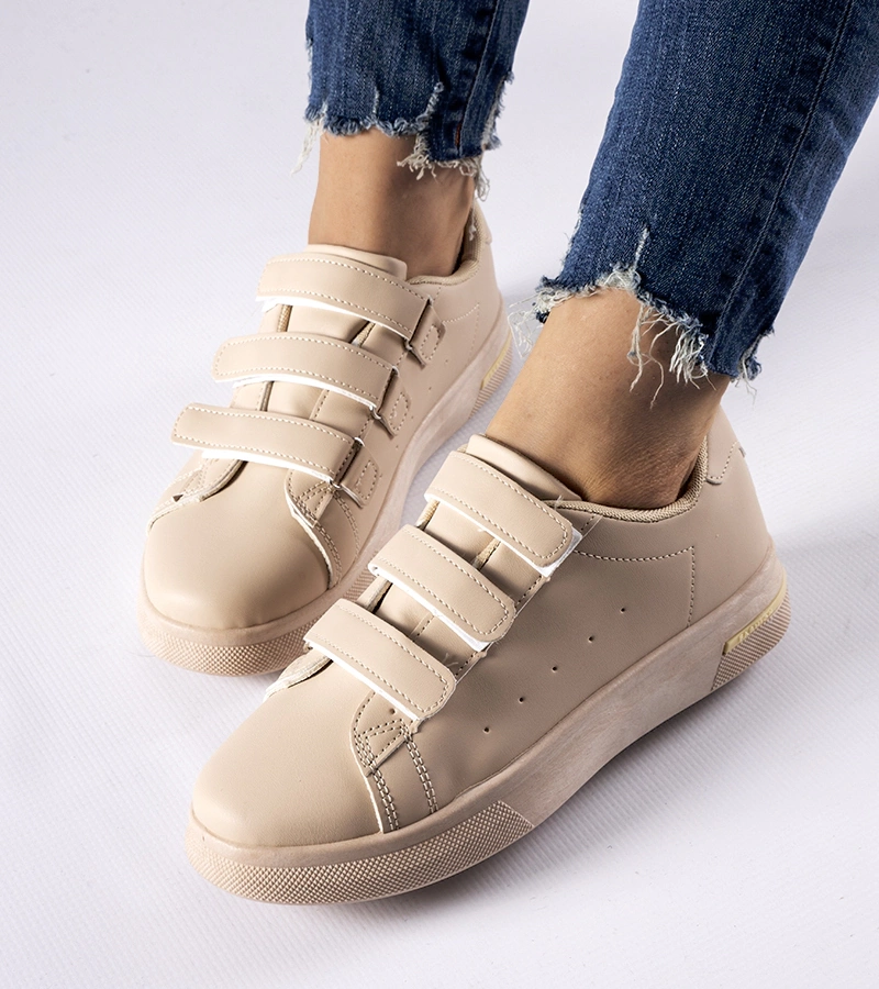 Bežové tenisky na suchý zips Paré