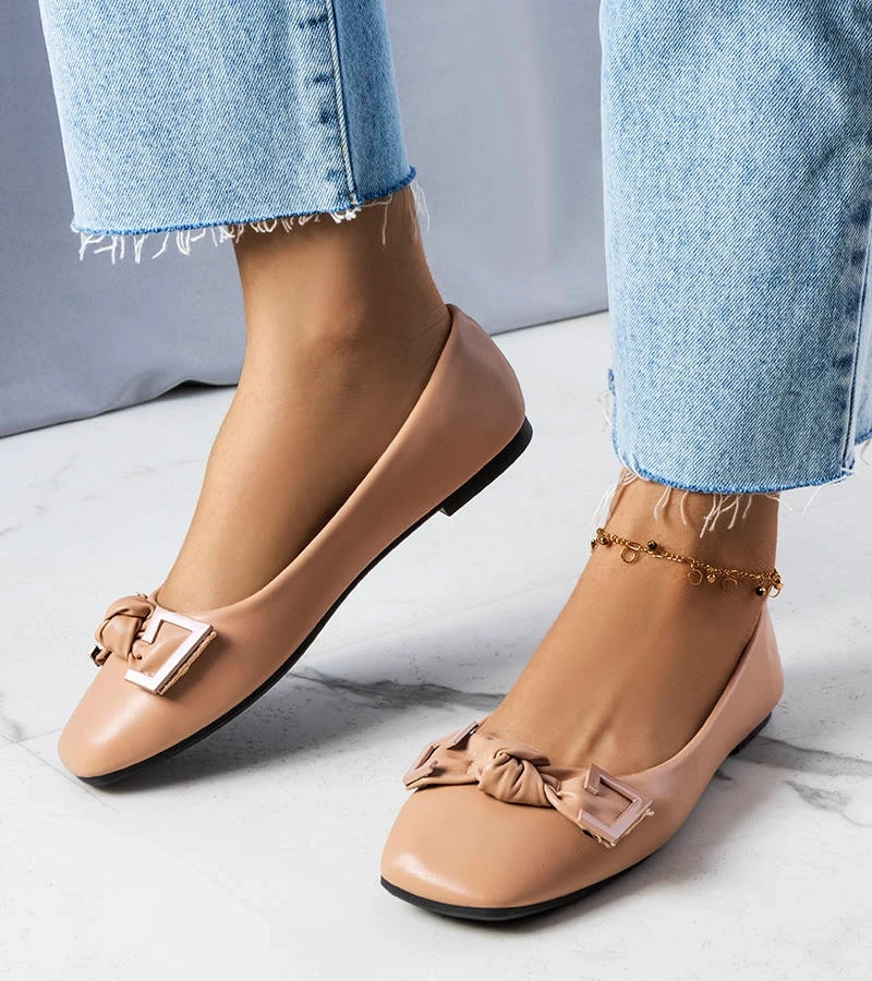 Béžové balerínky s mašľou Tabitha