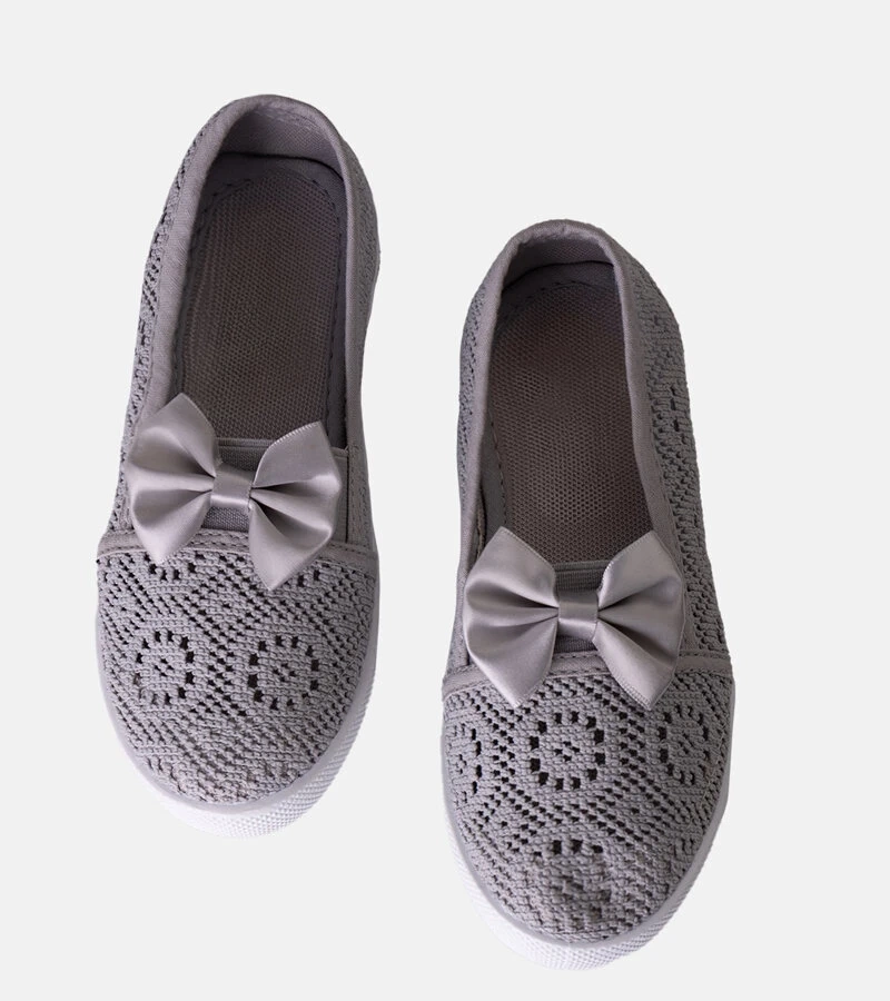 Bubby šedé ažurové detské baleríny