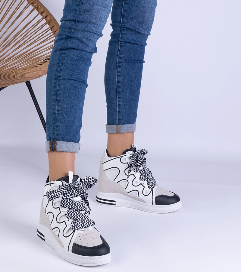 Bielo-čierne dámske tenisky s hrubými šnúrkami Gralina