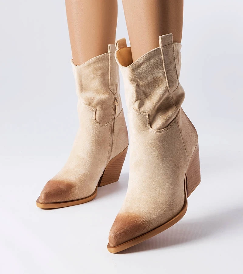 Klasické béžové kovbojské topánky Marcheterre