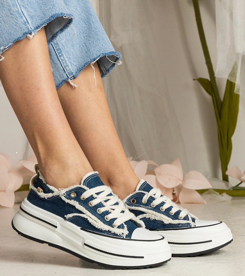 Modré dámske tenisky na vysokej podrážke Kallara