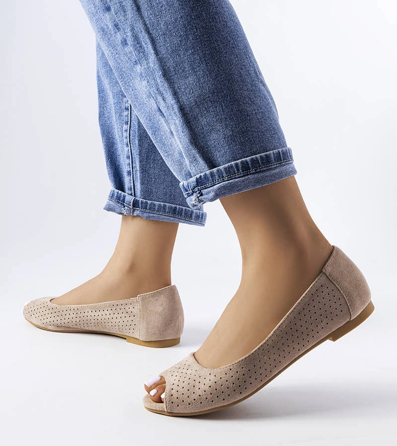 Hnedé ažurové baleríny Agate