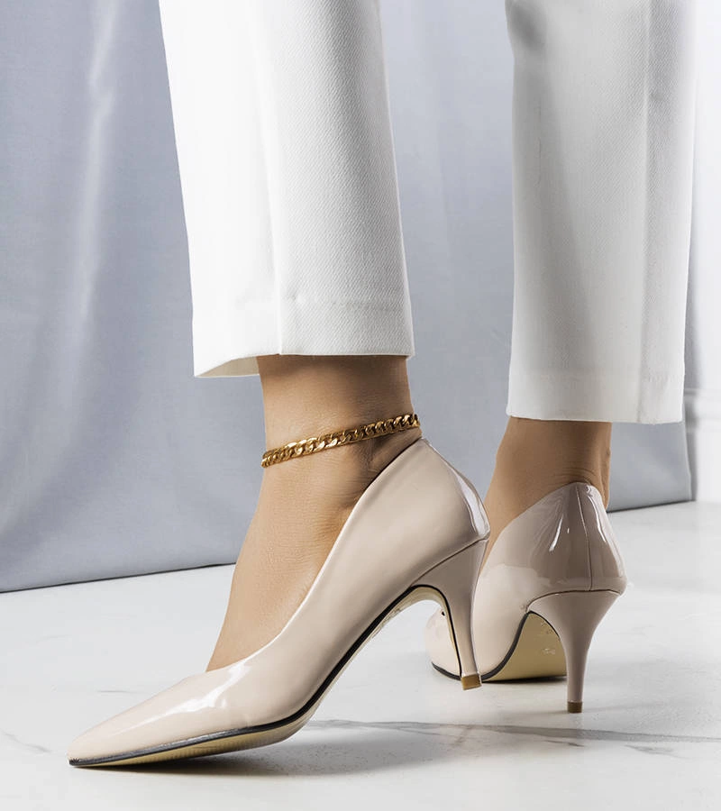 Béžové lakované ihličkové topánky Hadlee