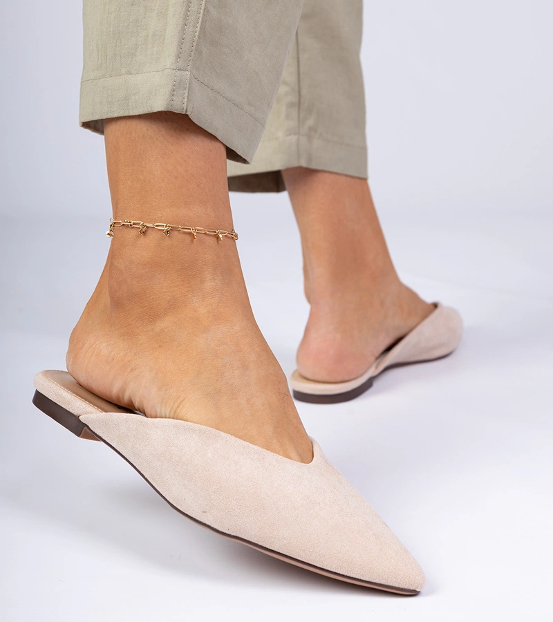 Béžové elegantné šľapky z ekosemišu Sarium