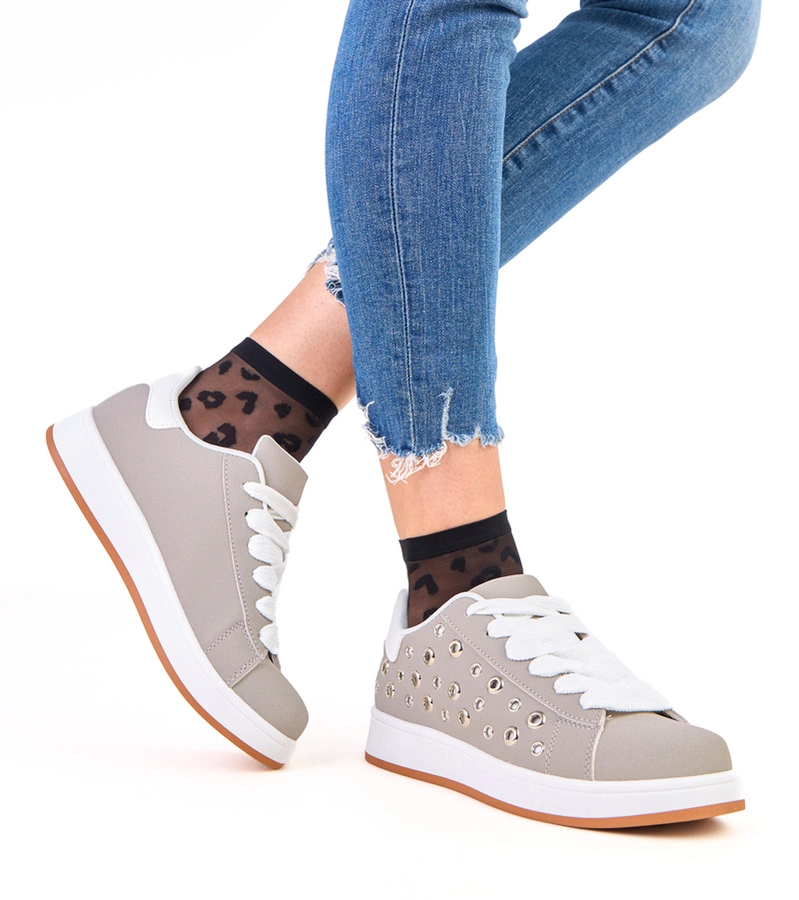 Sivé tenisky na platforme s nitmi Adelis